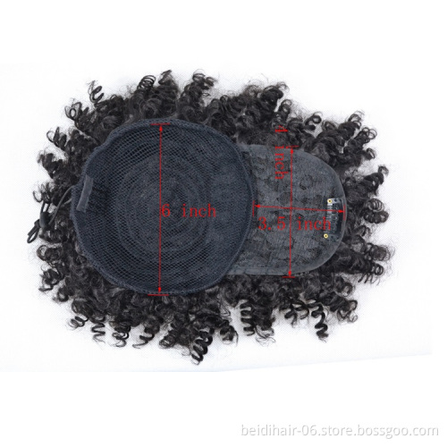 High puff drawstring afro kinky curly synthetic ponytail with bangs
